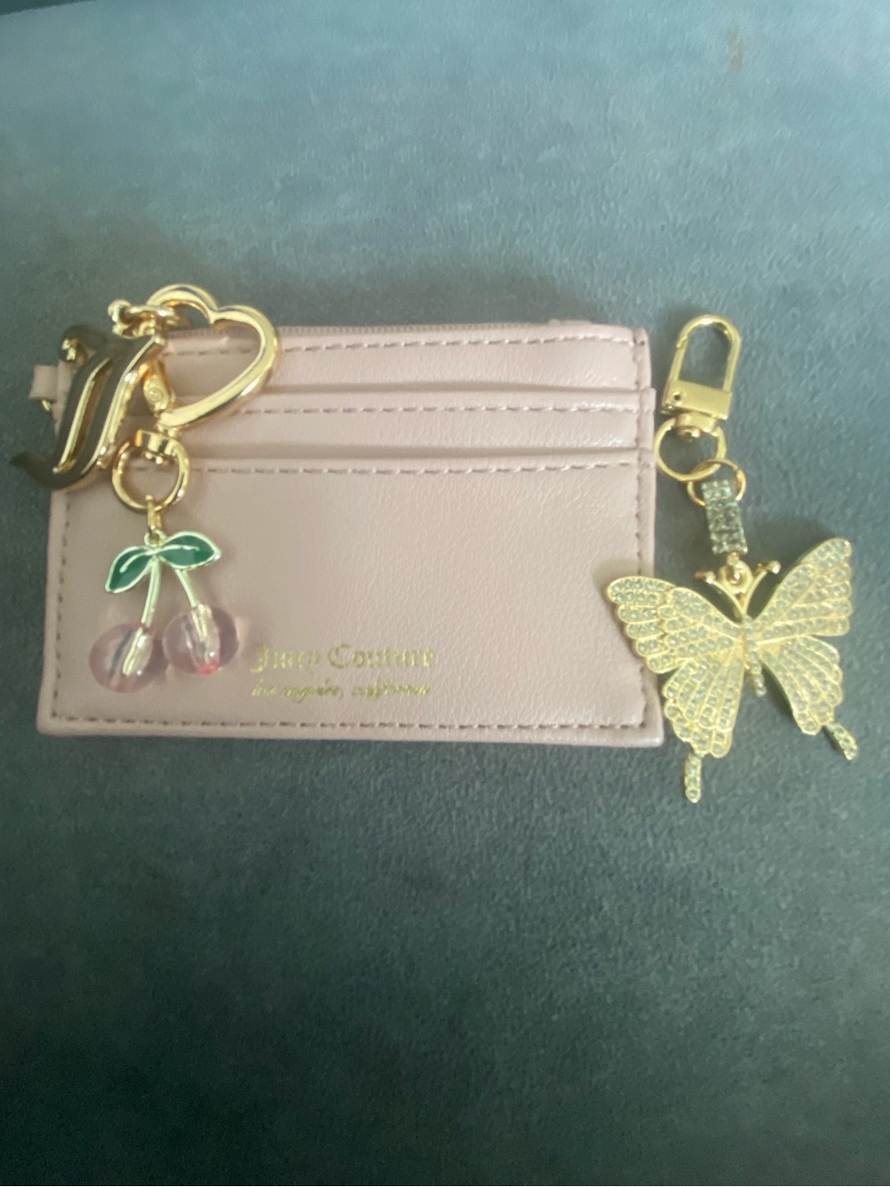 Juicy couture coin wallet with Hold Butterfly and Cherry Keychain Set